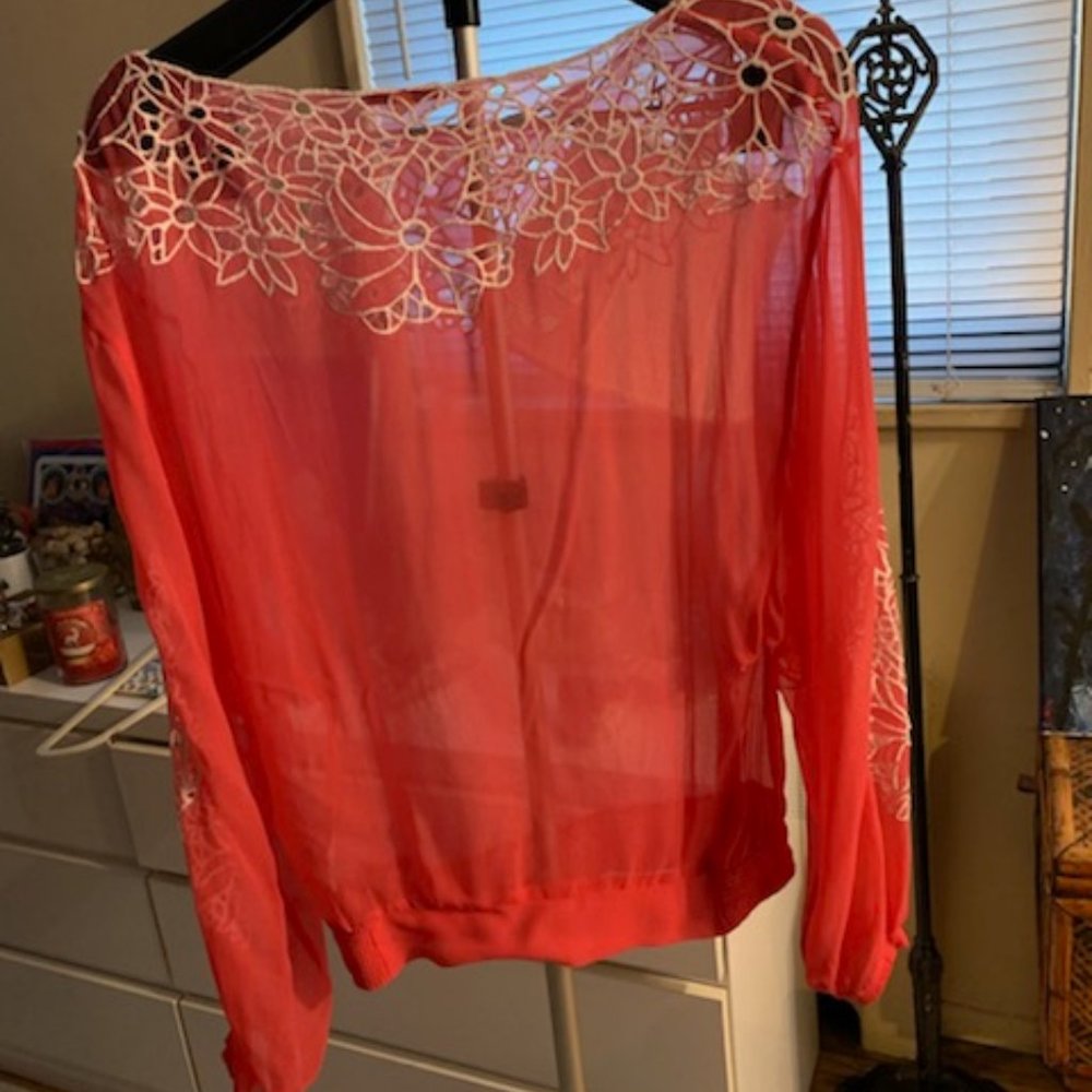 Leifnotes Anthropologie Vallota Pink blouse